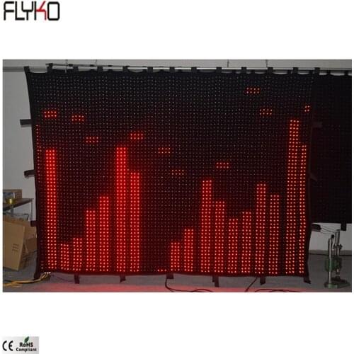 Great fireproof full color velvet double deck P35mm 2x3m led video curtain video display function