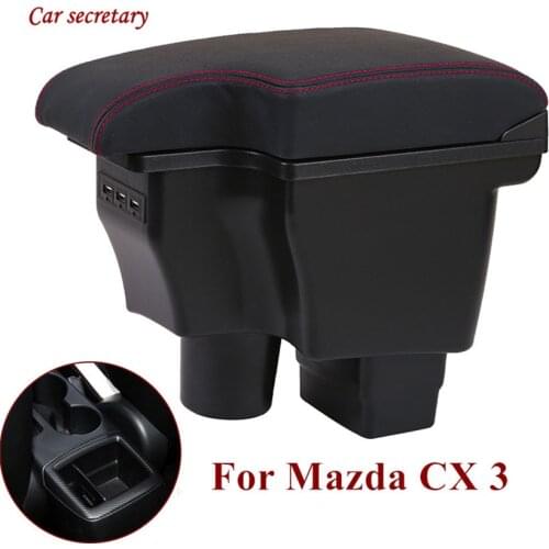 For Mazda CX 3 CX-3 Armrest Box Heighten Central Store Content Box Cup Holder Ashtray Accessories USB Charging Interface