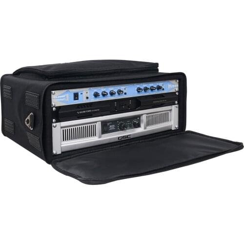 Sound Town Portable 4U Rack Bag, Soft Rack Case with 14" Rackable Depth, Plywood Rack Frame, Shoulder Strap (STRB-416B)