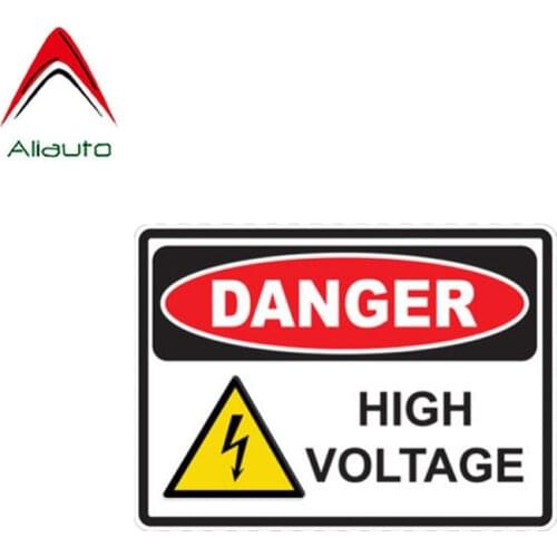 Aliauto Warning Car Sticker Danger High Voltage Decal Accessories PVC for Lada Kia Mazda Golf 4 Mini Cooper Kia Rio,14cm*10cm