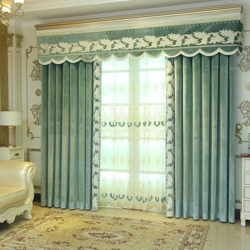 Simple and Fashionable Meisi Mengsha Flannel Embroidered Fabric Curtain Green New Style Curtains for Living Dining Room Bedroom