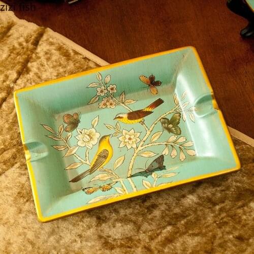 American Style Rectangle Ceramics Ashtray Ash Tray Holder Portable Anti-scalding Cigarette Holder Home Decoration