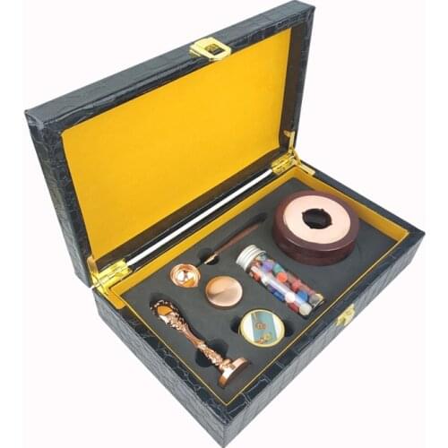 Luxury gift and envelope custom wedding wax seal stamp set furnace spoon bottle wax ring kit
