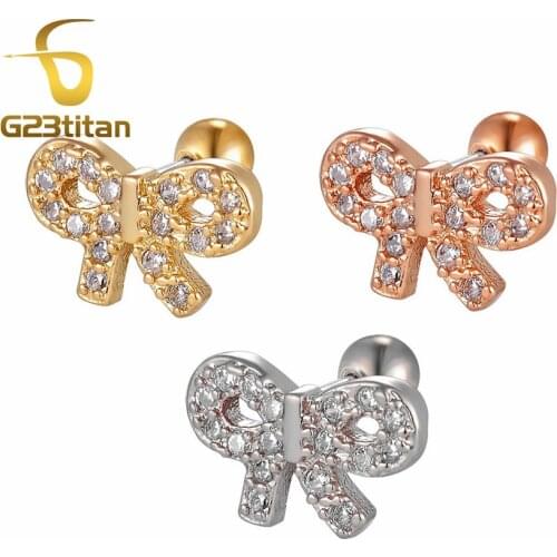 G23titan 16G Ear Cartilage Earrings Crystal Butterfly Design Ear Tragus Piercing Ring Women Body Piercings Jewelry