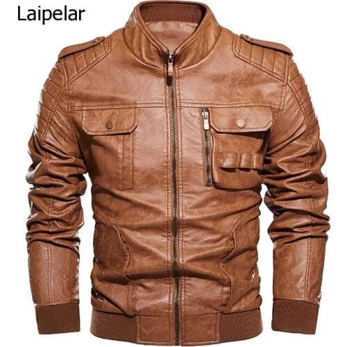 Autumn Winter Men Black Leather Jacket Motorcycle Coat Men Streetwear Fashion Fur Lined Coat Military Men Jacket Plus Size 4Xl