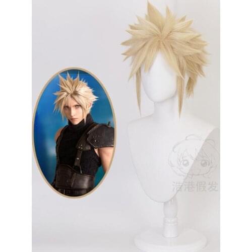 Anime Final Fantasy VII FF7 Cloud Strife Linen Blonde Cosplay Wigs Heat Resistant Synthetic Hair Wig