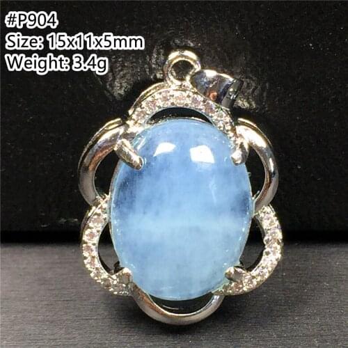 Top Natural Ocean Blue Aquamarine Crystal Pendant Jewelry For Woman Man Beauty Reiki Stone 15x11x5mm Beads Silver Gemstone AAAAA