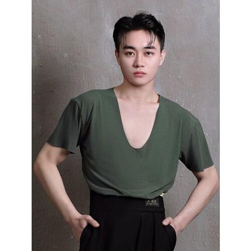 Adult Men Latin Dance Tops Summer Autumn Tango Dancing Performance Dancewear Ballroom Practice Wear Standard Waltz Shirt YS1772