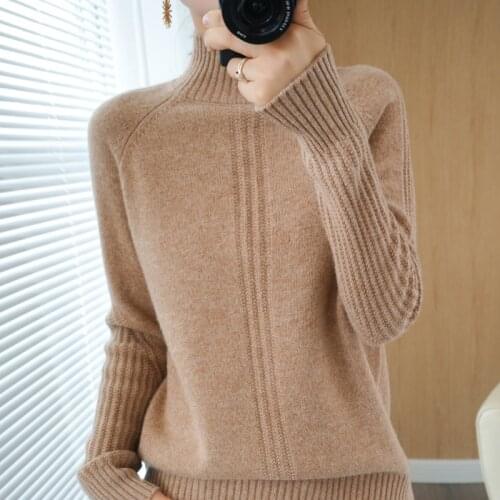 Half high collar solid color pullover sweater women 2021 autumn/winter new style Korean loose long-sleeved base knitted top