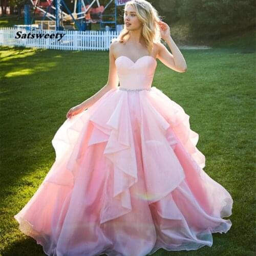 Robe De Mariee Ball Gown Pink Wedding Dresses Plus Size Strapless Bridal Gowns 2021 Vestidos Wedding Dress Ball Gowns