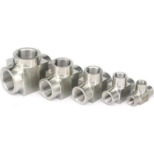 1/8" 1/4" 3/8" 1/2" 3/4" 1" BSP M20x1.5 Female 304 Stainless Steel Equal Tee 3 Way Pipe Fitting Adapters 2.5 Mpa
