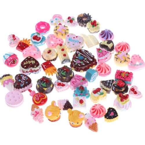 10pcs/lot Dolls Miniature Pretend Toy For Dolls Accessories Random Sent Kawaii cute Play Food Cake Biscuit Donuts