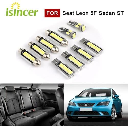 10pcs Premium LED Interior kit Light For SEAT Leon 5F Sedan ST 2012-2018 indoor reading lights floor lamps