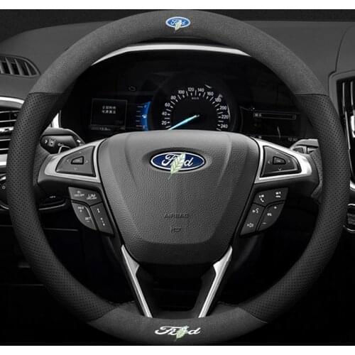2021 New Leather Car steering wheel cover for Ford MUSTANG FUSION F-150 Explorer Escape MAVERICK Edge Expedition Car accessories