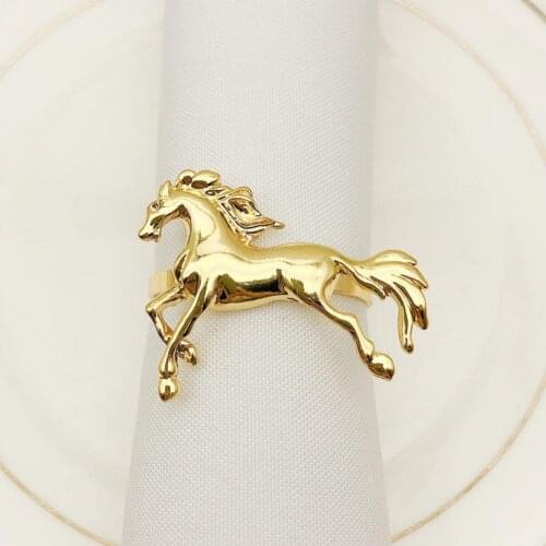6Pcs Napkin Buckle Animal Shape Napkin Holder Decorative Napkin Ring Alloy Wedding Horse Napkin Ring Decor Accessories