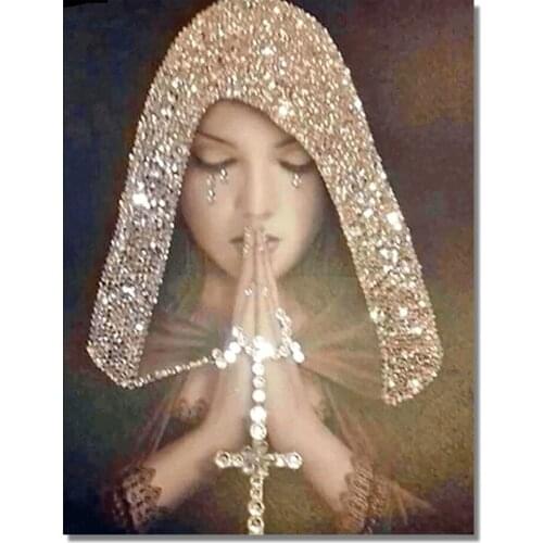 5D Crystal Round Diy Diamond Painting Embroidery Home Decoration Beauty Prayer Mosaic Religious Gift for People Woman 2021 New