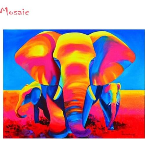 New Arrival 5d Diy Diamond Painting Elephant Full Square Drill Resin Cross Stitch Rhinestone Diamant painting Decoration Home