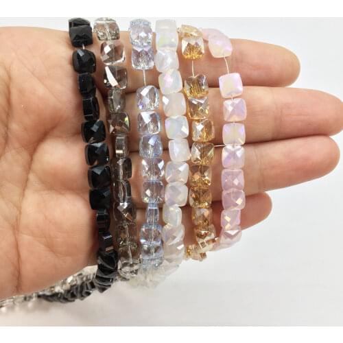 Eruifa 20pcs 6mm Black Square Faceted Galss Beads Charms Pendant Jewelry DIY Hand making Earring Necklace Bracelet 6colors