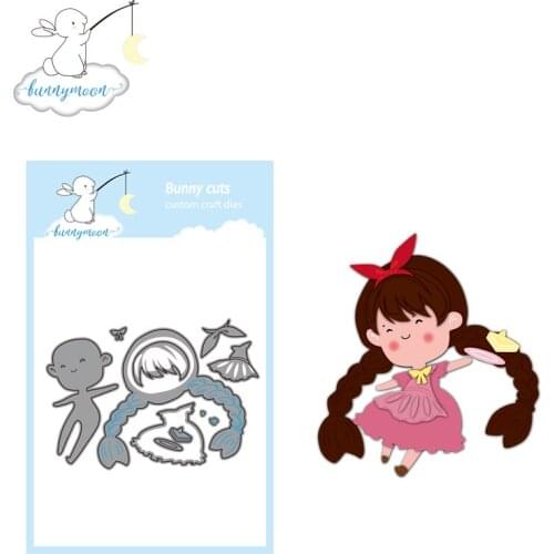 CH Ponytail Girl Metal Cutting Dies and Stamp For Scrapbooking DIY Cards Album Embossing Hand-made Cards