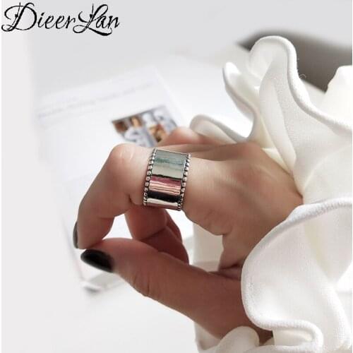 DIEERLAN Vintage Silver Color Smooth Rings For Women Engagement Jewelry Girls Christmas Gifts Open Finger Rings