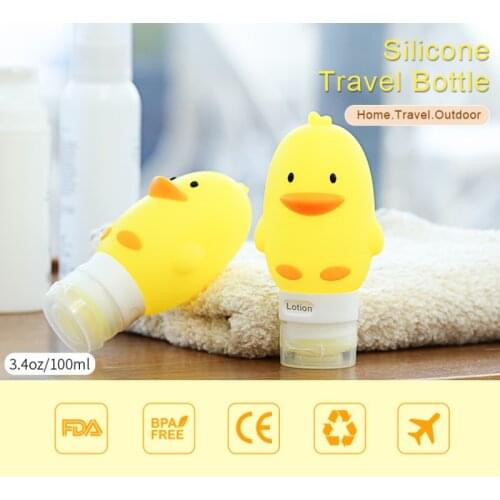 60/80/90/100ML Travel Cosmetics Container Silicone Squeeze Bottle Lotion Empty Shampoo Modeling Cartoon Empty Refillable Bottles