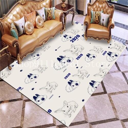 Rabbit Rug 3D Print Rectangle Carpet Floor Mat Outdoor Rug Home Textile Carpets Cartoon Non-slip Floor Carpet Hallway Doormat