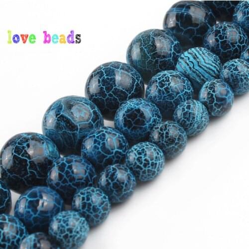 6/8/10mm Natural Blue Oxidized Bright Agates Stone Round Loose Stone Beads for Jewellery Making Diy Bracelet 15 ‘’/Strand