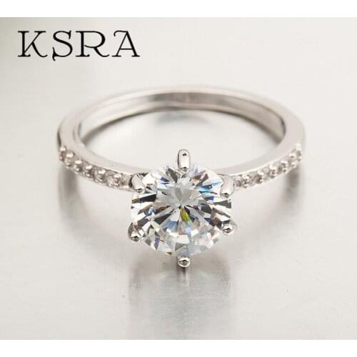 KSRA 2020 Korea Fashion Irregular Crystal Ring Geometric Engagement Cubic Zirconia Claw Rings Statement Jewelry For Women Gift
