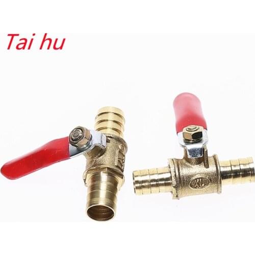 Brass Water Oil Air Gas Fuel Line Shutoff Ball Valve Pipe Fittings Pneumatic Connector Controller Handle 6-12MM Hose Barb Inline