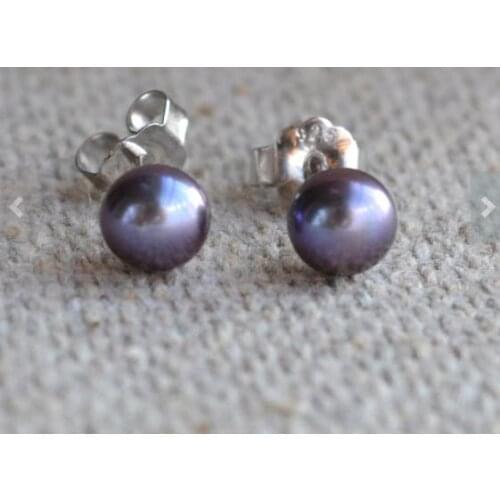 Favorite Pearl Earring AAA 4-5MM Peacock Blue 100% Real Freshwater Pearl Stud Earring S925 Sterling Silver Jewelry Women Gift
