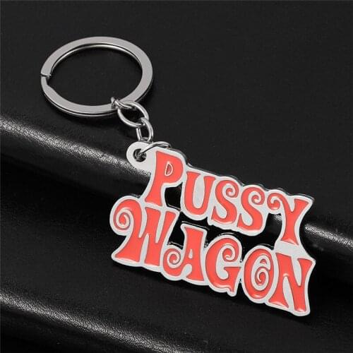 Movie Kill Bill Series Pendants "PUSSY WAGON" Letter Metal Enamel Keychains/Keyrings Accessories For Women/Men Gift