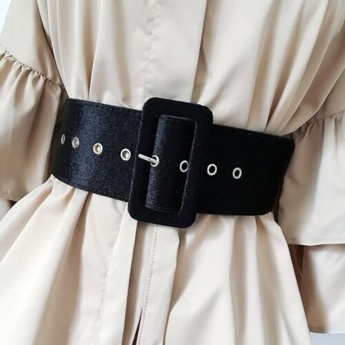 Plus Size Fashion Waist Corset Belts For Women Big Wide Dress Ceinture Femme Designer Beige Black Red Waistband Velvet Surface