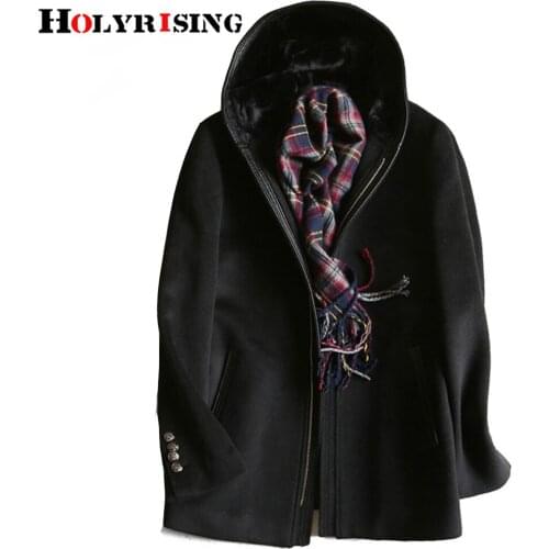 Holyrising abrigo hombre sobretudo masculino Casual wool coat mens woolen coat hooded winter fashion men coat L-XXL
