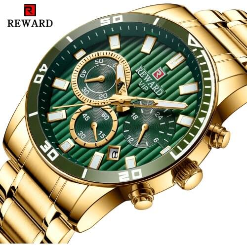 Erkek kol saati REWARD Men Watch Fashion Quartz Gold Clock Top Luxury Brand Mens Business Waterproof Watches Relogio Masculino
