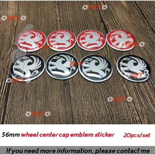 RED/BLACK 20pcs/set 56MM 2.2" Aluminium VAUXHALL logo Car styling Wheel Center Cap Emblem Sticker Dust-proof Badge Cover label