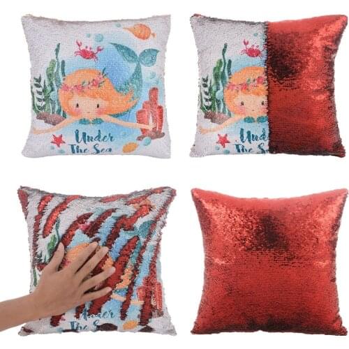 Unicorn Modern Face Sequin Cushion Cover Magic Reversible Mermaid Sequin Throw Pillow Cover Decorative Pillowcase Unicorn Gift