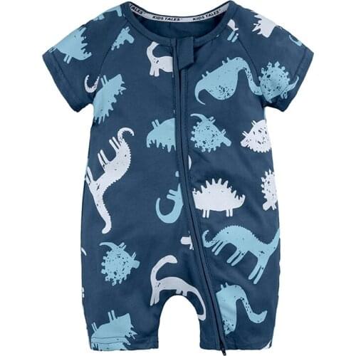 2020 New Fashion Cartoon Baby Clothes Newborn Zipper Rompers Baby Short Sleeve Overalls Todder Pajamas Clothes for Bebes SR307