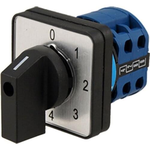 8 Terminals 5 Positions Master Control Rotary Cam Switch 20A Black+Blue