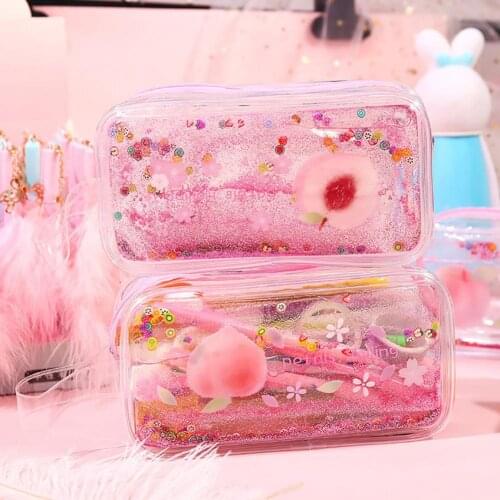 Cosmetics Bag Waterproof Fashion Cartoon Pencil Case Transparent School Pen Box for Home