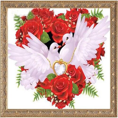 Bird Heart Flower Needlework Resin Diamond Embroidery Cross Stitch5D Diy Diamond Painting Rhinestones Full Drill Diamond Picture