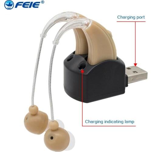 Double device ear machine BTE behind ear ear tones hearing aid rechargeable S-109S free shipping