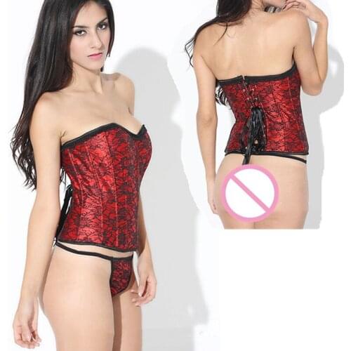 Sexy Waist Trainer Short Corsets and Bustiers Red Satin Bone Lace Up Overbust Corset Lingerie Woman Cincher Body Shaper Corselet