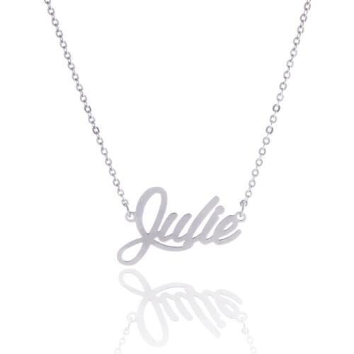 Silver Color English Name Necklace Customized Nameplate Necklaces Birthday Stainless Steel Engraving Gift Personalized Jewelry