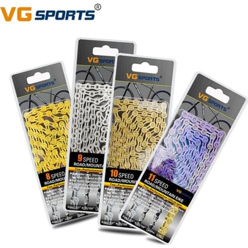 VG Sports Ultralight Road Mountain Bike Part 116L Bicycle Chain 8/9/10/11 Speed High Strength Steel MTB Chains Half/Full Hollow