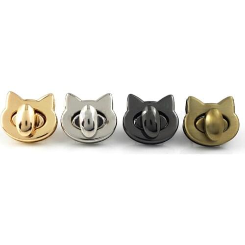 Metal Cute Cat Bag Turn Lock Twist Lock Clasp For Leather Craft Women Handbag Shoulder Bag DIY Bag Hardware Accessories