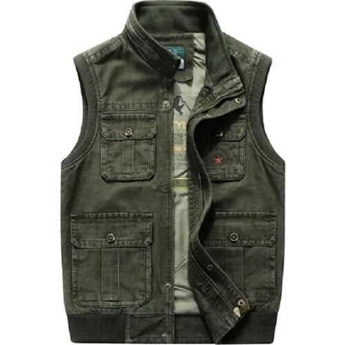 Outdoor Clothing Autumn Mens Vests Sleeveless Jacket Cotton Casual Multi Pocket Vest Male Waistcoat Coat Plus Size 6XL 7XL 8XL