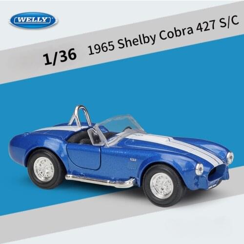 WELLY Diecast 1:36 Simulator Classic Car 1965 Shelby Cobra 427 S-C Model Car Pull Back Car Metal Alloy Toy Car For Kid Gifts
