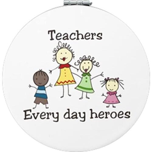 Youhaken Teachers are every day heroes Tools Accessories pocket mirror Cartoon graphic Printing Mini Portable mirror FQ446