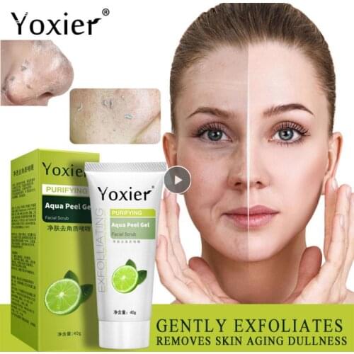Yoxier 40g Purifying Aqua Peel Gel Whitening Moisturizer Skin Repair Face Scrub Cleaner Lemon Vitamin C Acne Blackhead Removers