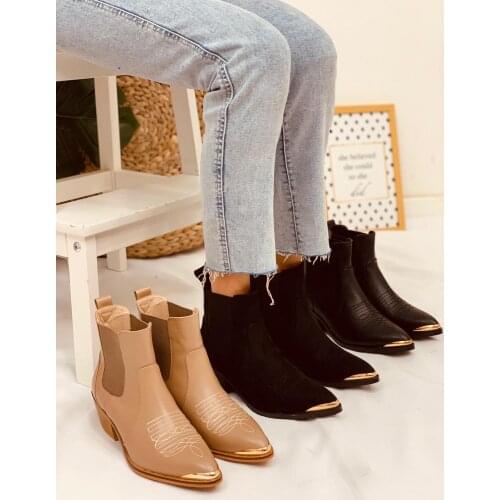 Ankle Pointed toe Martin Boots for Woman Slip On metal decoration Runway Boots Fur Warm Snow Boots trend autumn and winter 2020